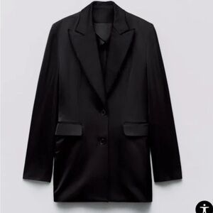 ZARA SATIN EFFECT FLAP BLAZER ZW LIMITED EDITION  L